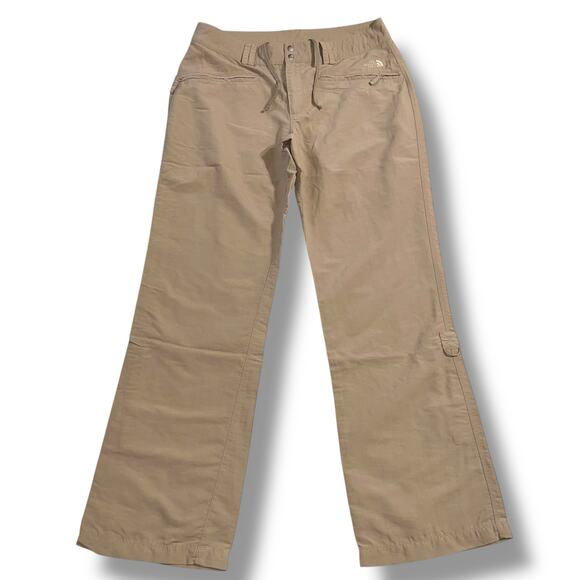 The North Face Womens Convertible Pants Capris Bootcut Rolled Cuffs Tan Size 12 - Picture 1 of 11